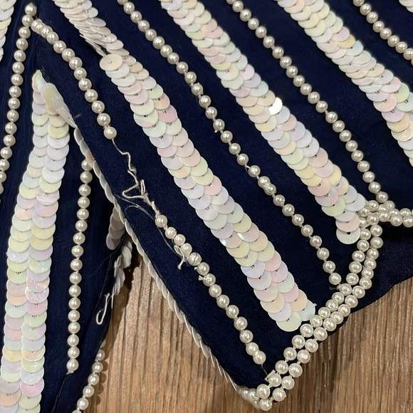 Vintage Lawrence Kazan Beautiful Beaded Sequin Blouse Top Shirt Silk Size L - Picture 11 of 13